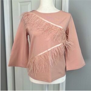 Halogen Feather Trim Top Pink Size XS